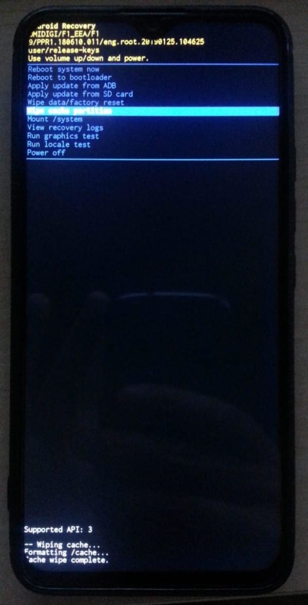 Menü im UMDIGI F1 Play Recovery Modus UMDIGI F1 Play recovery modus