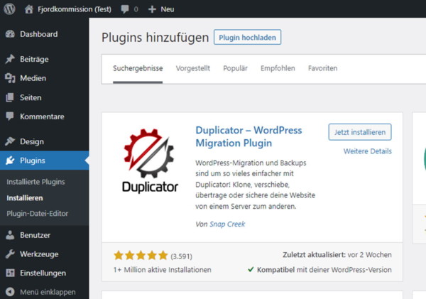 Domainumzug ohne Rankingverlust - Installiere Duplicator