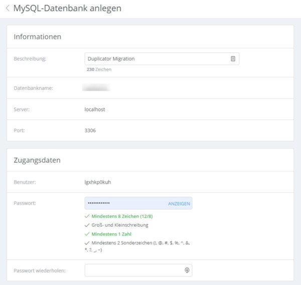 Domainumzug ohne Rankingverlust - Datenbank für die neue Domain anlegen