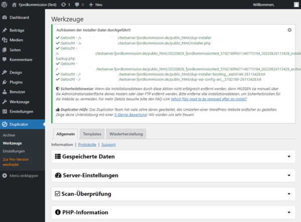 Domainumzug ohne Rankingverlust - Duplicator Migration Cleanup